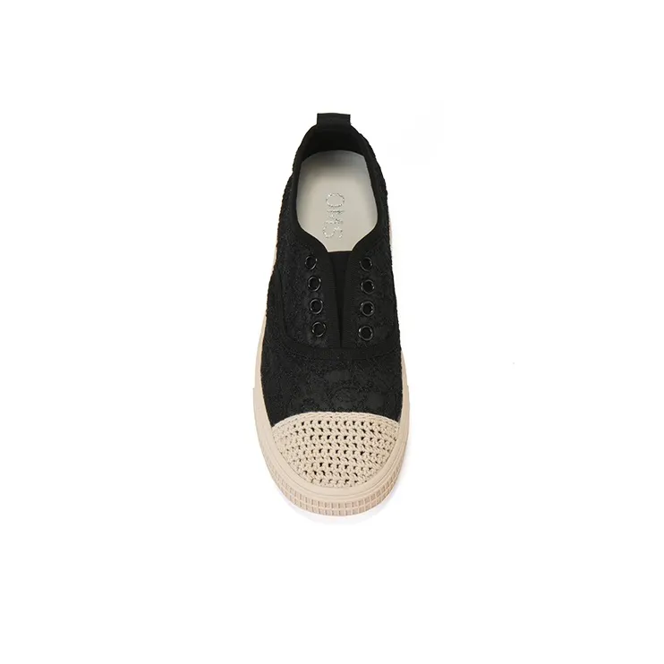 OMS Skateboard Shoes Women's Low Top Black/Apricot-4