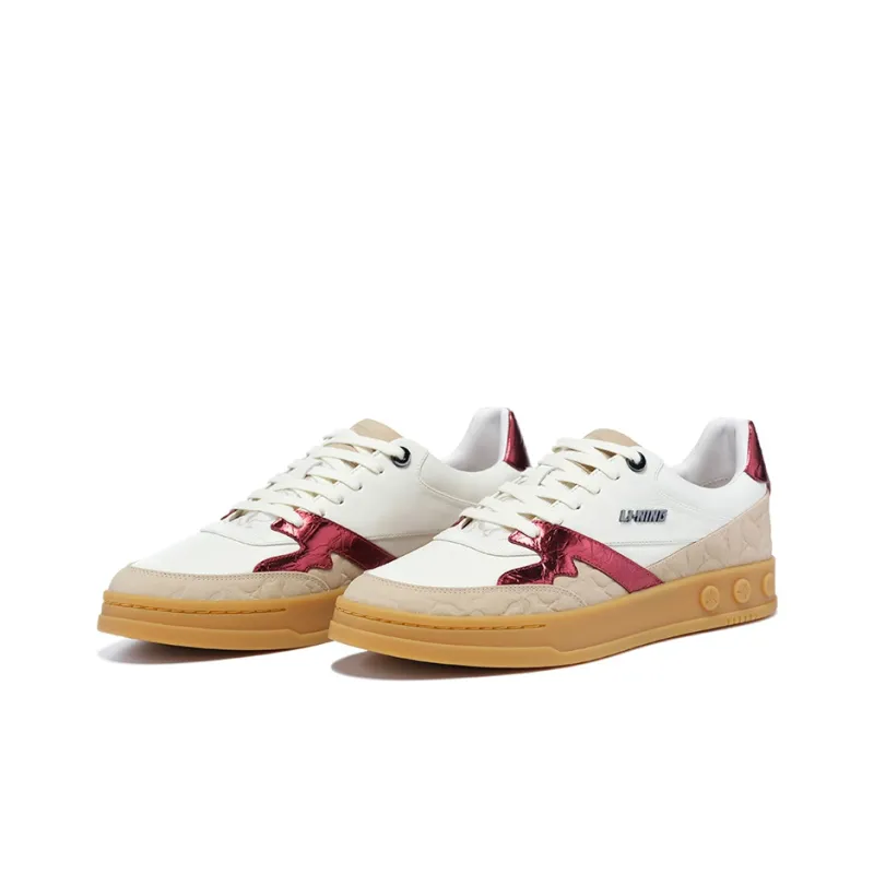 LI-NING 1990 001 Low-Top Skateboard Shoes Men's White Umber-1