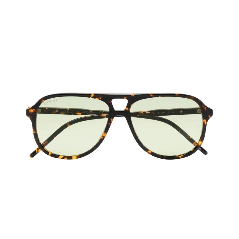 GUCCI Plate Frame Aviator Sunglasses Men's Tortoiseshell-1