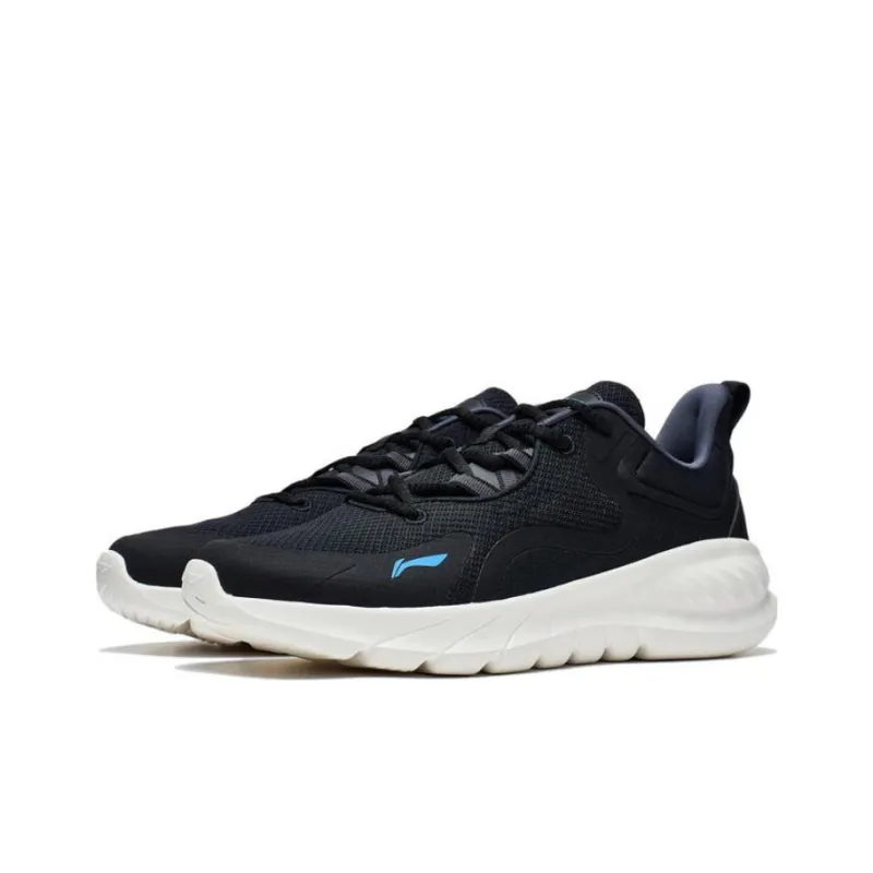 LiNing EasyFit Fle Abrasion Resistant Breathable Cushioning Low Top Running Shoes Men's Black Blue-2