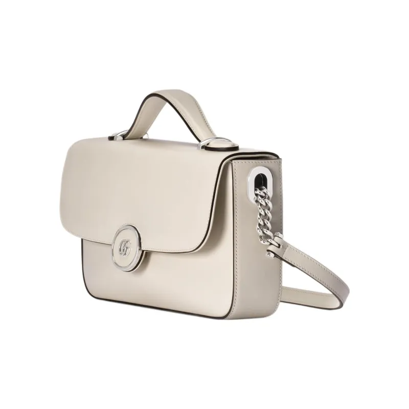 GUCCI Leather Handbag, Shoulder Bag, Crossbody Bag Small Size Women's White-1
