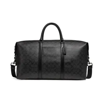 COACH Trekker Canvas With Leather Handbag Crossbody Bag Travel Bag Large Size Men's Black Gray Color