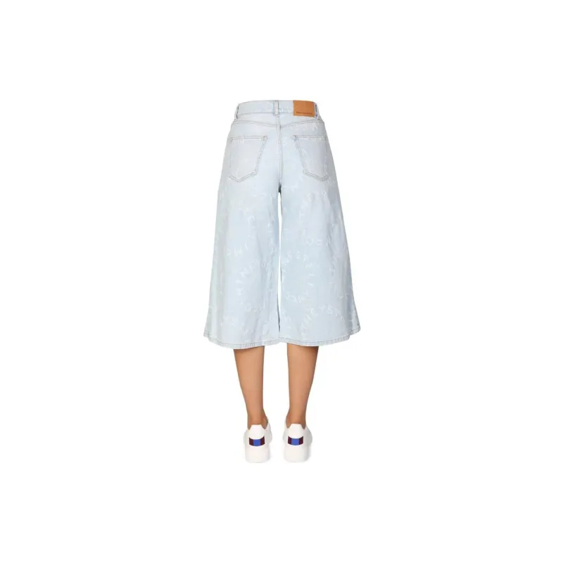 Stella McCartney Stella Logo Distressed Denim Culottes-1