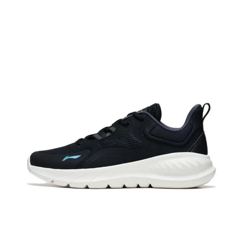 LiNing EasyFit Fle Abrasion Resistant Breathable Cushioning Low Top Running Shoes Men's Black Blue-0