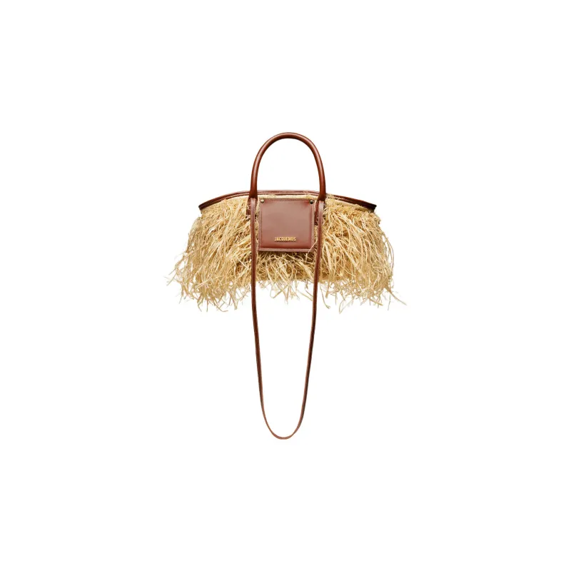 Jacquemus Raffia Fiber Shoulder Bag Crossbody Bag Handbag Women's Brown-1