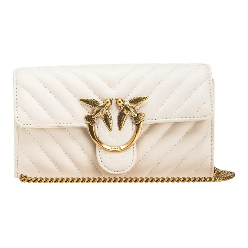 PINKO Leather Crossbody Bag, Shoulder Bag, Wallet Women's White-0