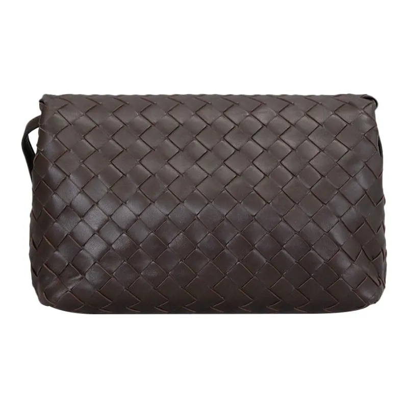 Bottega Veneta Lambskin Messenger Bag Shoulder Bag Crossbody Bag Regular Women's Dark Coffee-3