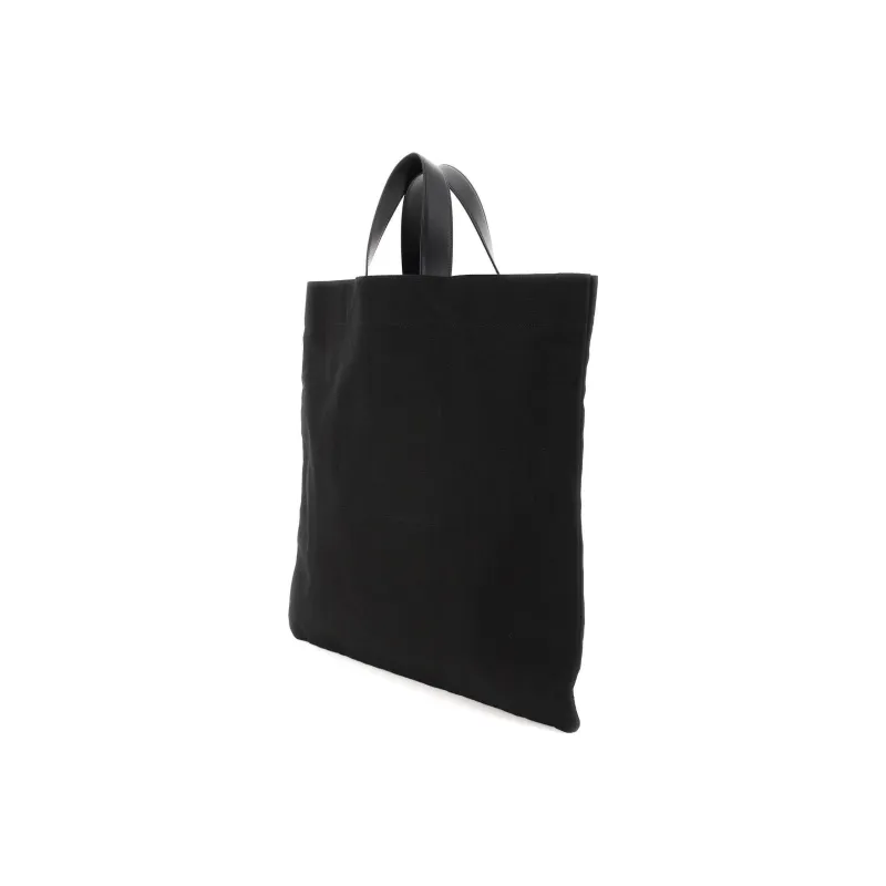 JIL SANDER Leather Tote Bag Shopping Bag Handbag Men's Black-2