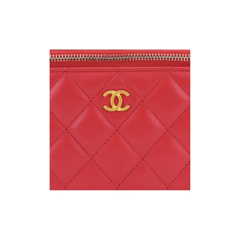 CHANEL Sheepskin Box Bag, Shoulder Bag, Clutch, Crossbody Bag Women's Watermelon Red-4