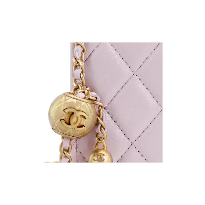CHANEL Sheepskin Shoulder Bag, Crossbody Bag Women's Light Purple-6