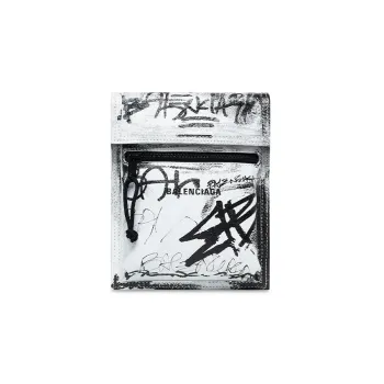 Balenciaga Lambskin Messenger Bag Shoulder Bag Crossbody Bag Small Size Men's White/Black