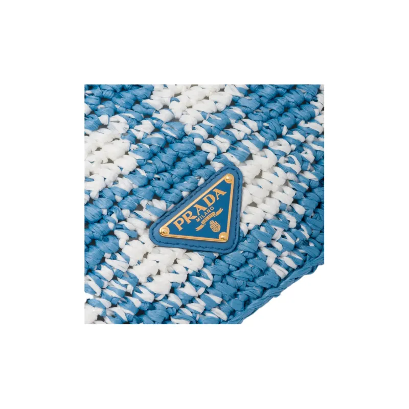 PRADA Raffia One Shoulder Handbags Large Size Women's Light Blue-4