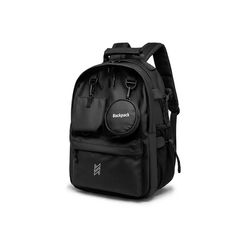 NOMK PU Backpack Large Size Unisex White/Black/Gray-7