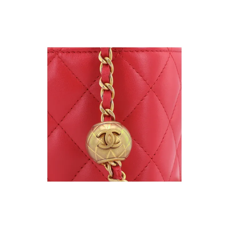 CHANEL Sheepskin Box Bag, Shoulder Bag, Clutch, Crossbody Bag Women's Watermelon Red-5