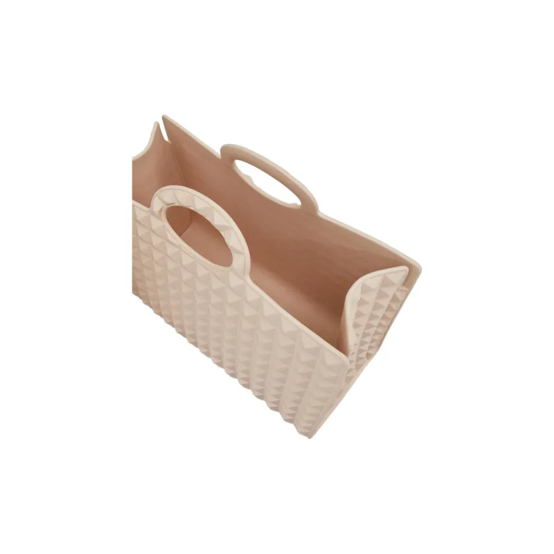 Valentino Rubber Tote Bag, Shopping Bag, Shoulder Bag, Handbag Women's Beige-5