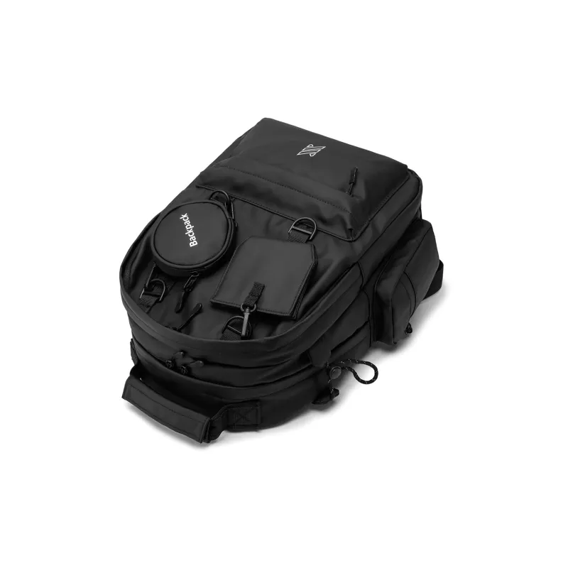 NOMK PU Backpack Large Size Unisex White/Black/Gray-10