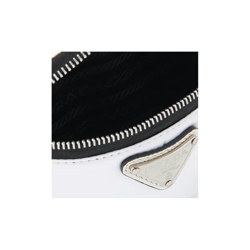 PRADA Fabric Wrist Bag Mini Women's White-6