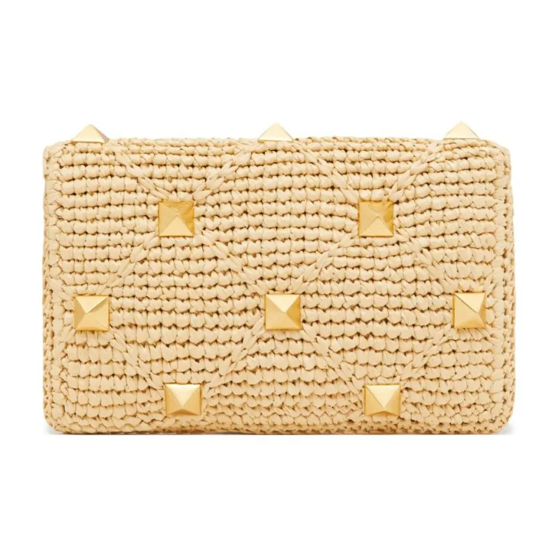 Valentino Raffia Wallets Clutches Mini Women's Beige-2