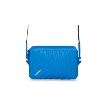 Balenciaga Car Grained Calfskin Camera Bag Shoulder Bag Crossbody Bag Men's Blue