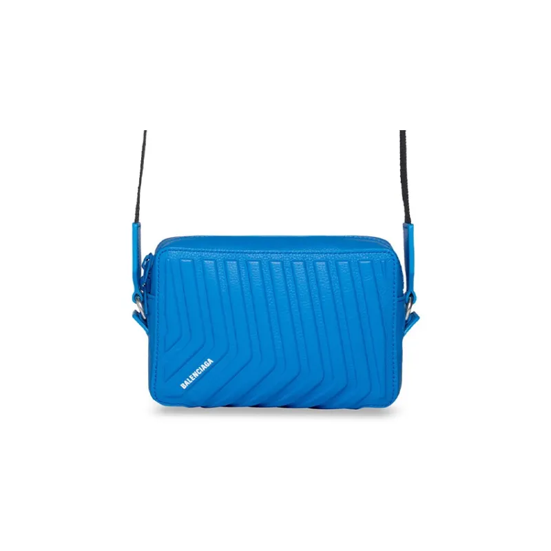 Balenciaga Car Grained Calfskin Camera Bag Shoulder Bag Crossbody Bag Men's Blue-0
