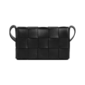 Bottega Veneta CASSETTE Lamb Leather Tofu Bag Camera Bag Shoulder Bag Crossbody Bag Small Size Women's Black