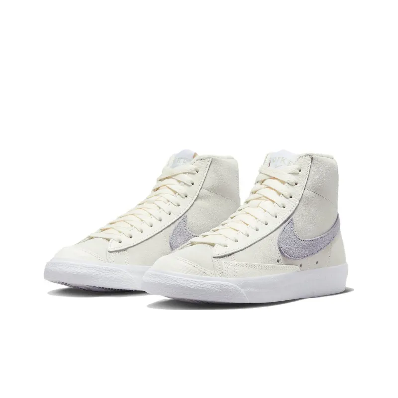 Nike Blazer '77 Abrasion Resistant Breathable Mid Top Skateboard Shoes Men's White Purple-2