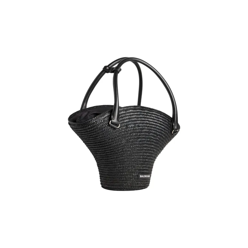 Balenciaga Straw Handbag Medium Size Women's Black-1