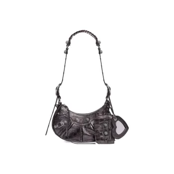 Balenciaga Le Cagole Embossed Cow Leather Crossbody Bag Shoulder Bag Mini Women's Dark Gray