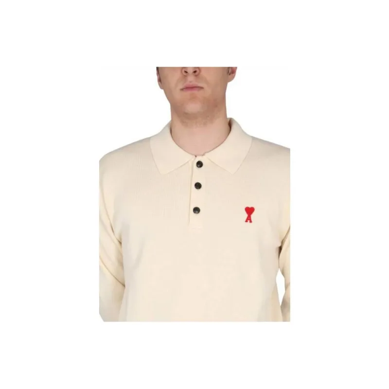 AMIPARIS Heart Long Sleeve Knit Polo-8