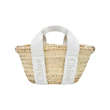 Chloe Philo Grass With Smooth Calfskin Shoulder Bag Crossbody Bag Handbag Small Size Women's Crystal White