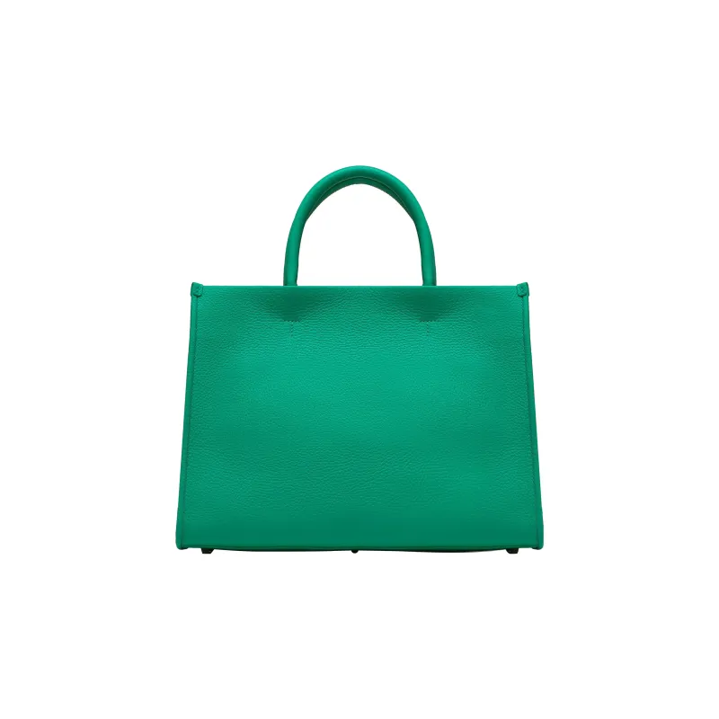 Furla Grain Leather Tote Bag, Shopping Bag, Handbag Large Size Women's Green-2