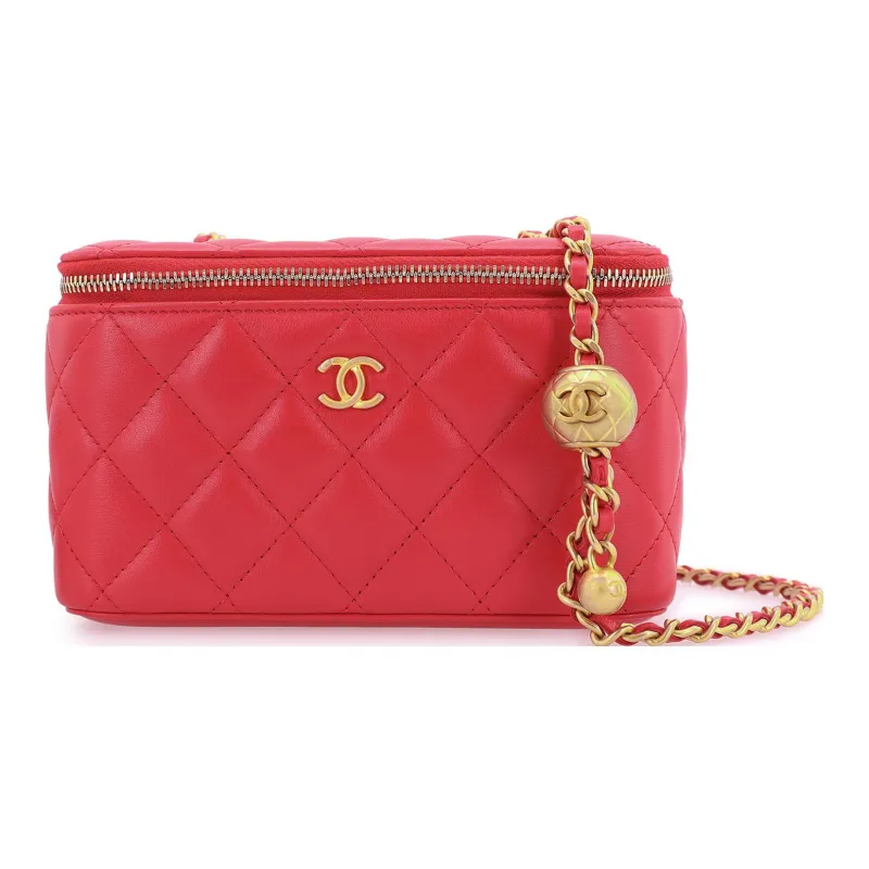 CHANEL Sheepskin Box Bag, Shoulder Bag, Clutch, Crossbody Bag Women's Watermelon Red-0