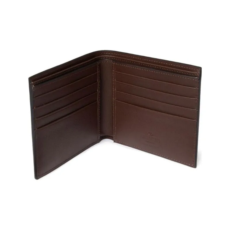Valentino Calfskin Card Holder, Wallet Men's Chocolate-2