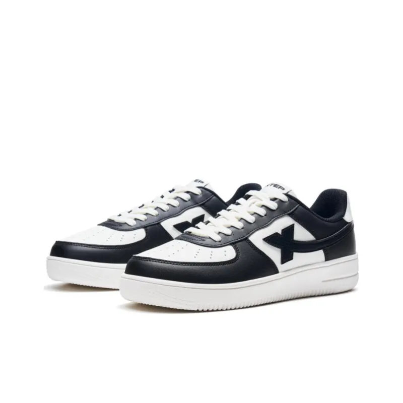XTEP Air Force One Anti Slip Wear Resistant Low Top Skateboard Shoes Men's Black White-2