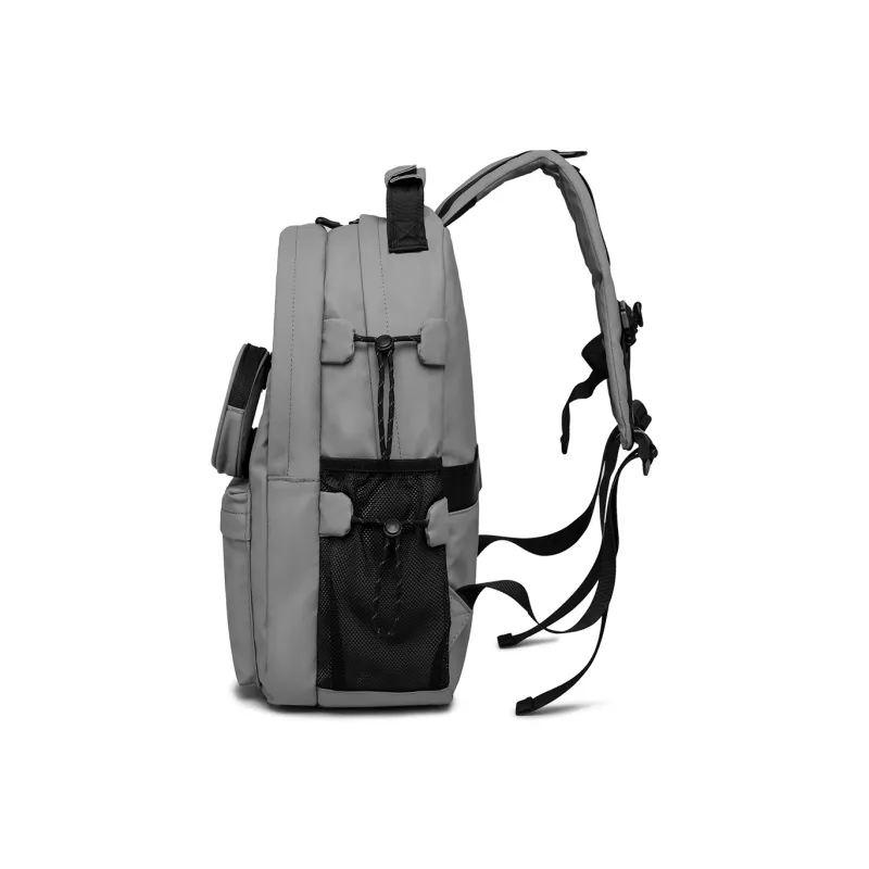 NOMK PU Backpack Large Size Unisex White/Black/Gray-15