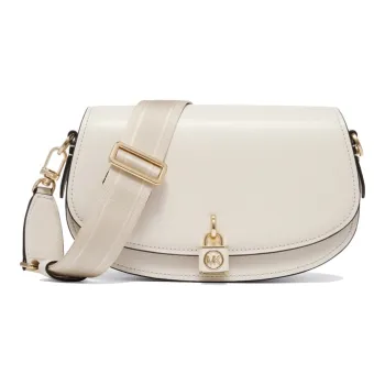 MICHAEL KORS Mila Cow Leather Saddle Bags Shoulder Bags Medium Size Women's White