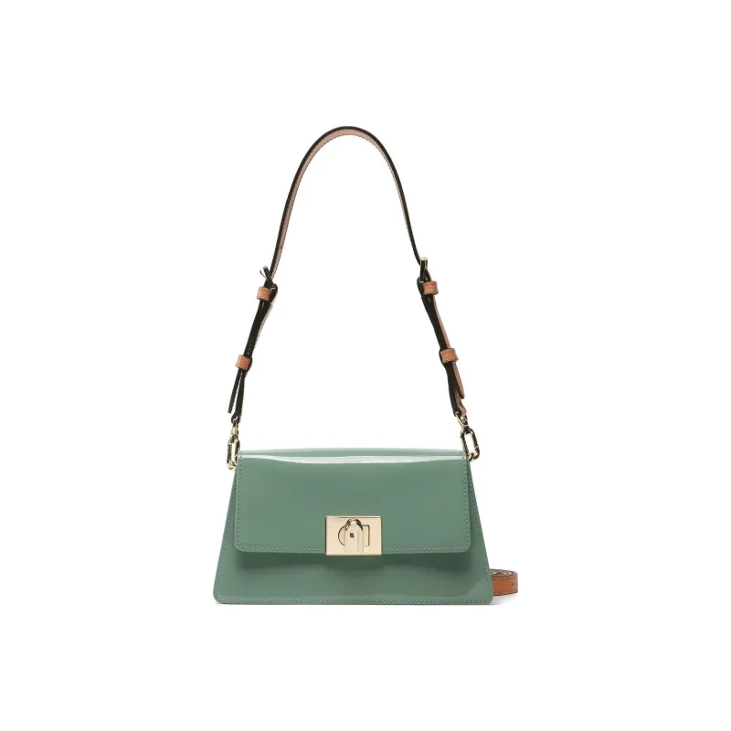Furla Shiny Leather Crossbody Bag Shoulder Bag Women's Olive Green-0
