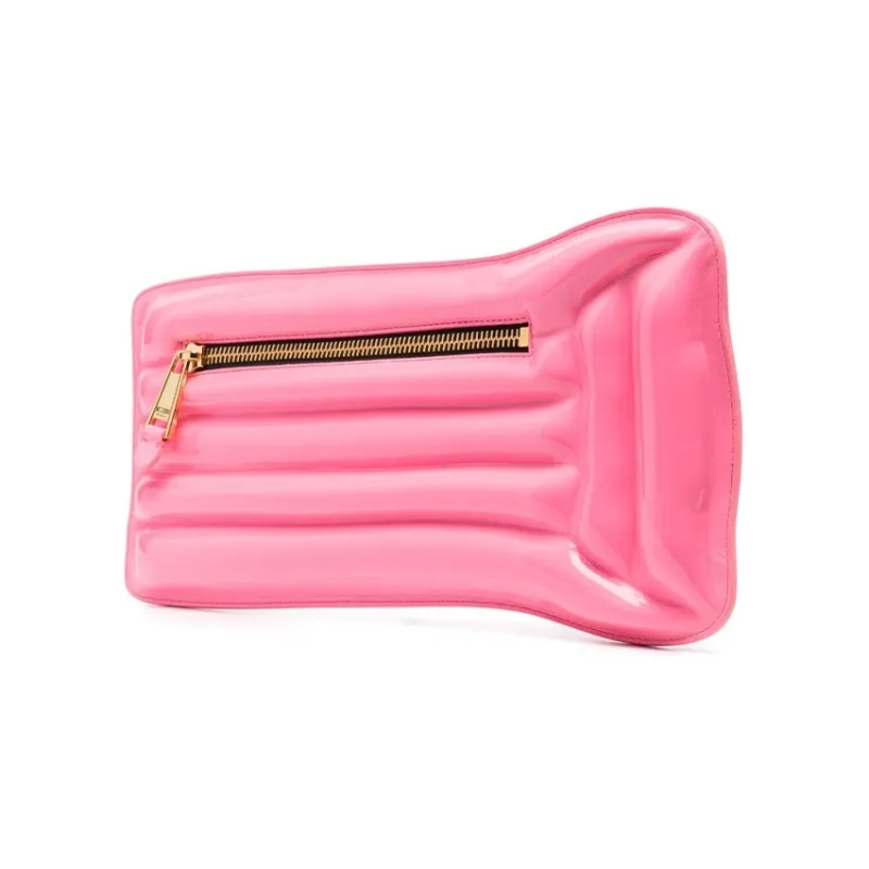 MOSCHINO Calfskin Clutch Women's Pink-1