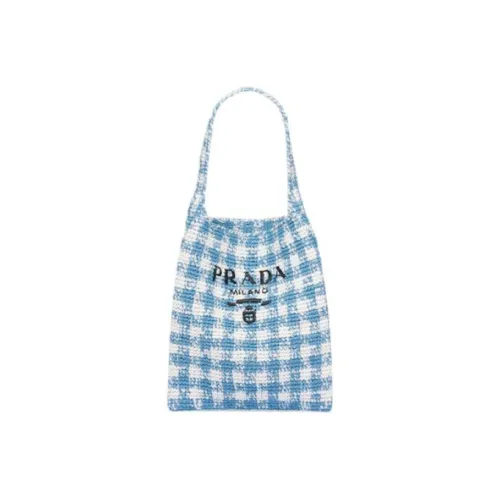 PRADA zipped One Shoulder Handbags Large Size Women's Light Blue