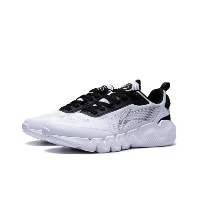 LiNing LN Fle Anti Slip Wear Resistant Low Top Sports Casual Shoes Men's White Black-2