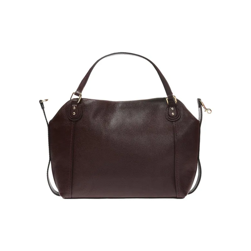 COACH Edie Leather Tote Bag Shopping Bag Handbag Shoulder Bag Large Size Women's Dark Purple Violet-2
