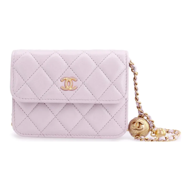 CHANEL Sheepskin Shoulder Bag, Crossbody Bag Women's Light Purple-1