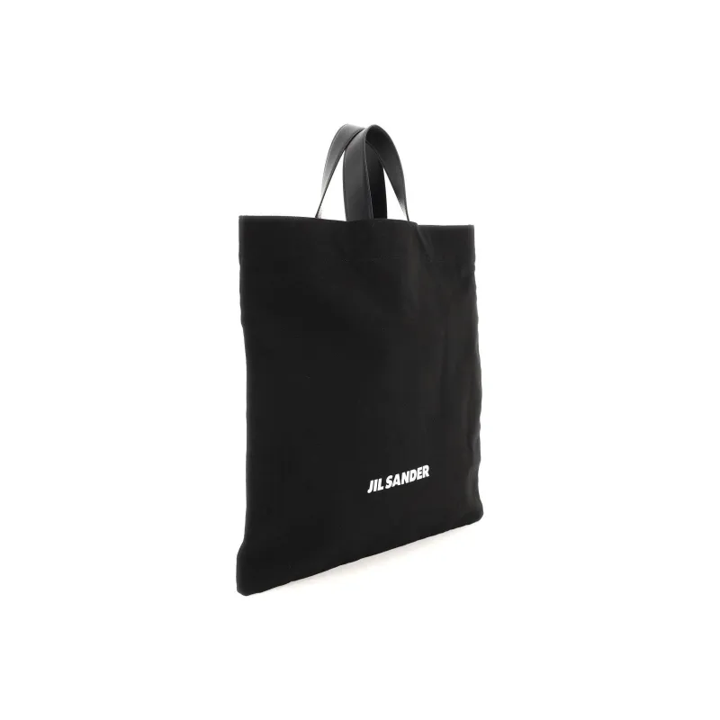 JIL SANDER Leather Tote Bag Shopping Bag Handbag Men's Black-1