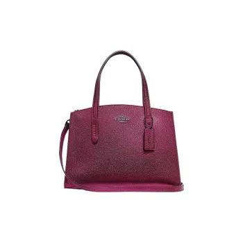 COACH Charlie Grained Leather Tote Bag Shopping Bag Shoulder Bag Crossbody Bag Handbag Large Size Women's Dark Red