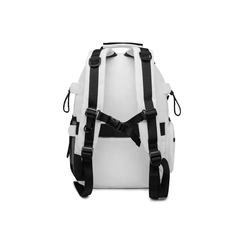NOMK PU Backpack Large Size Unisex White/Black/Gray-3