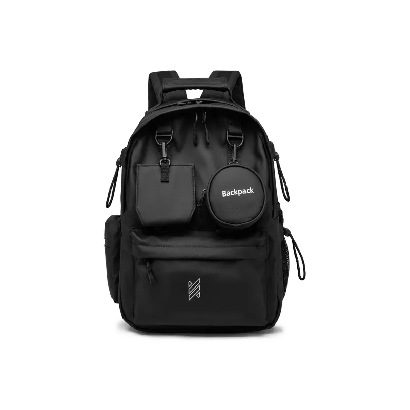 NOMK PU Backpack Large Size Unisex White/Black/Gray-6