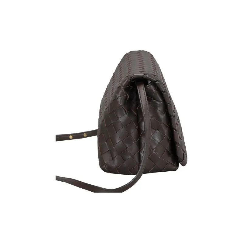 Bottega Veneta Lambskin Messenger Bag Shoulder Bag Crossbody Bag Regular Women's Dark Coffee-2