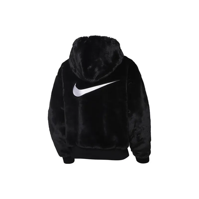 Nike Sportswear Essentials Faux Fur Jacket Black/White-1