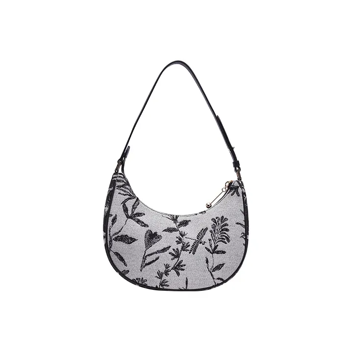 VANESSA HOGAN Fabric Shoulder Bag Hobo Handbag Women's Blue/Black-0
