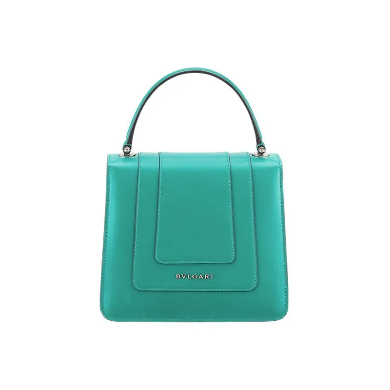 BVLGARI Serpenti Forever Calfskin Trunk Bag Flap Shoulder Bag Crossbody Bag Handbag Small Size Women's Turquoise-2